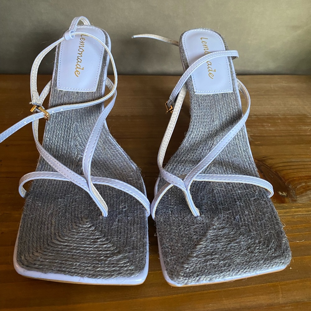 Woven Squared Open Toe Sandal 3” Heels Purple Lemonade Brand - New Sz 6.5